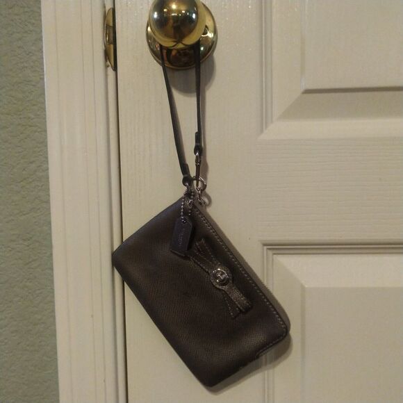 Coach Leather Wallet Wristlet - Gunmetal Color - Picture 2 of 10